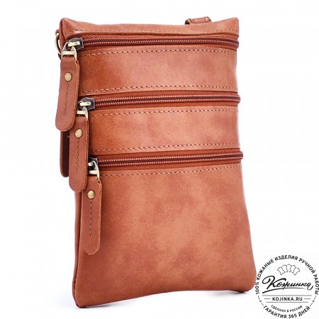 Кожаная сумка "Аллен макси" (рыжая гладкая кожа)